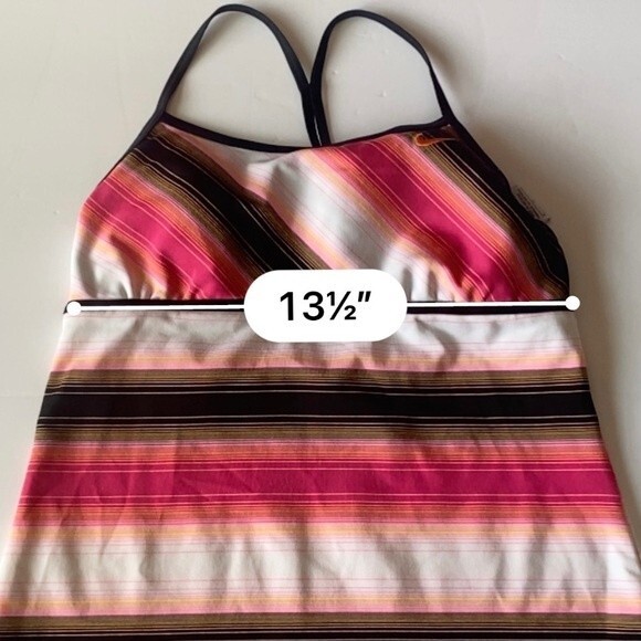 Nike Women’s striped swimsuit tankini bathing suit top racerback size Medium 8 - Picture 5 of 9
